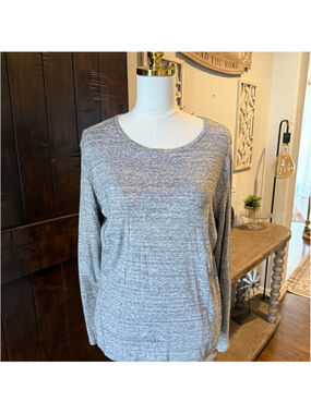 A New Day Heather Gray Lightweight Long Sleeve Tee Basic Layering Top Casual
